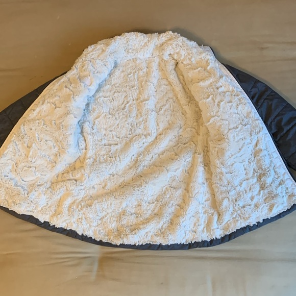 The North Face Girls Reversible Mossbud Swirl Jacket M (10/12) Heather Grey Coat - Picture 9 of 16